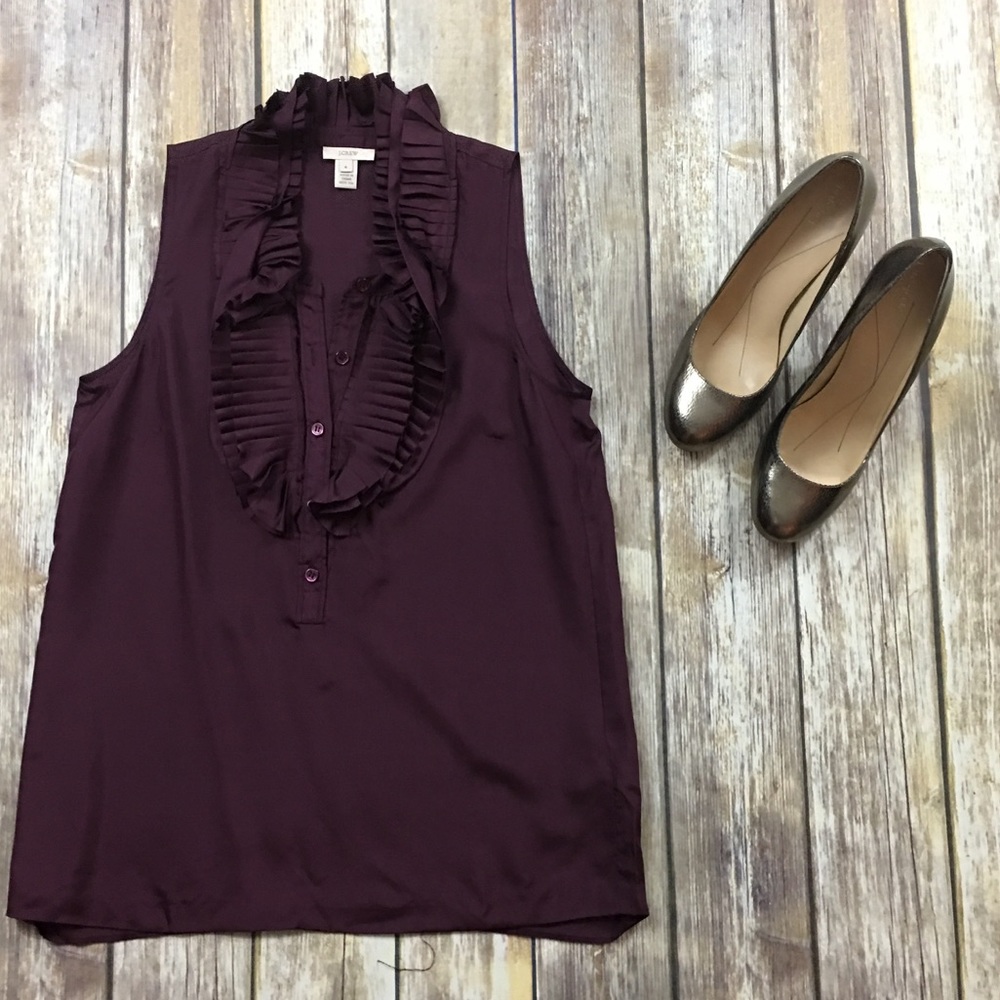 J. Crew Silk Blouse in wine/maroon, Sz 4