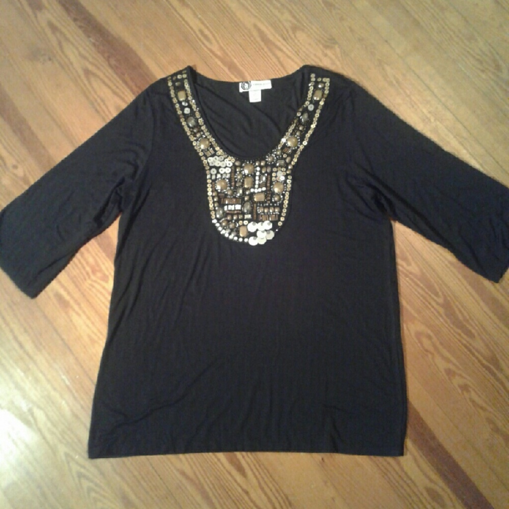 PLUS SIZE  Rebecca Moses Embellished Top