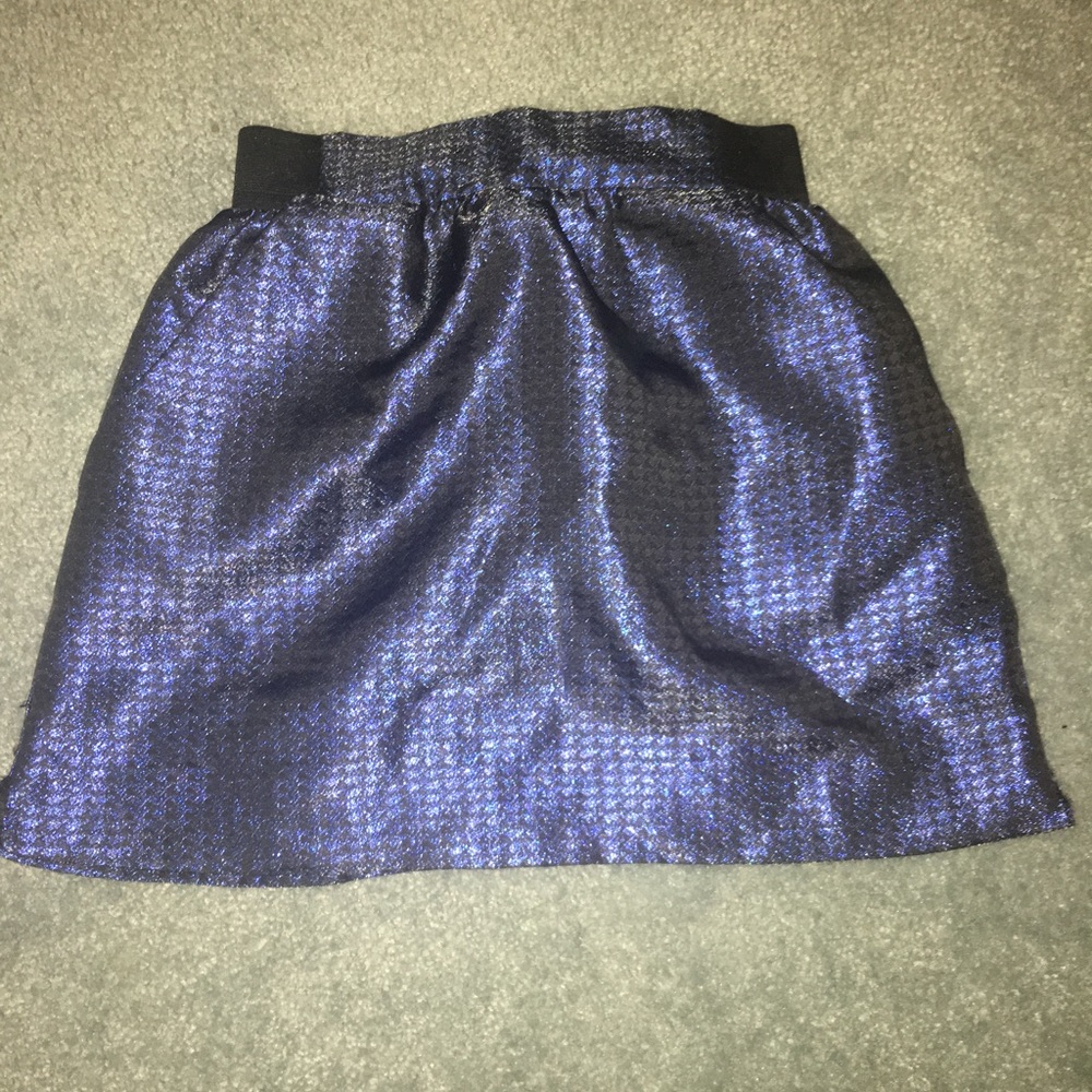 Short Black & Metallic Blue Skirt W/ Pockets