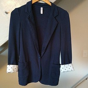 Navy blue sweater blazer