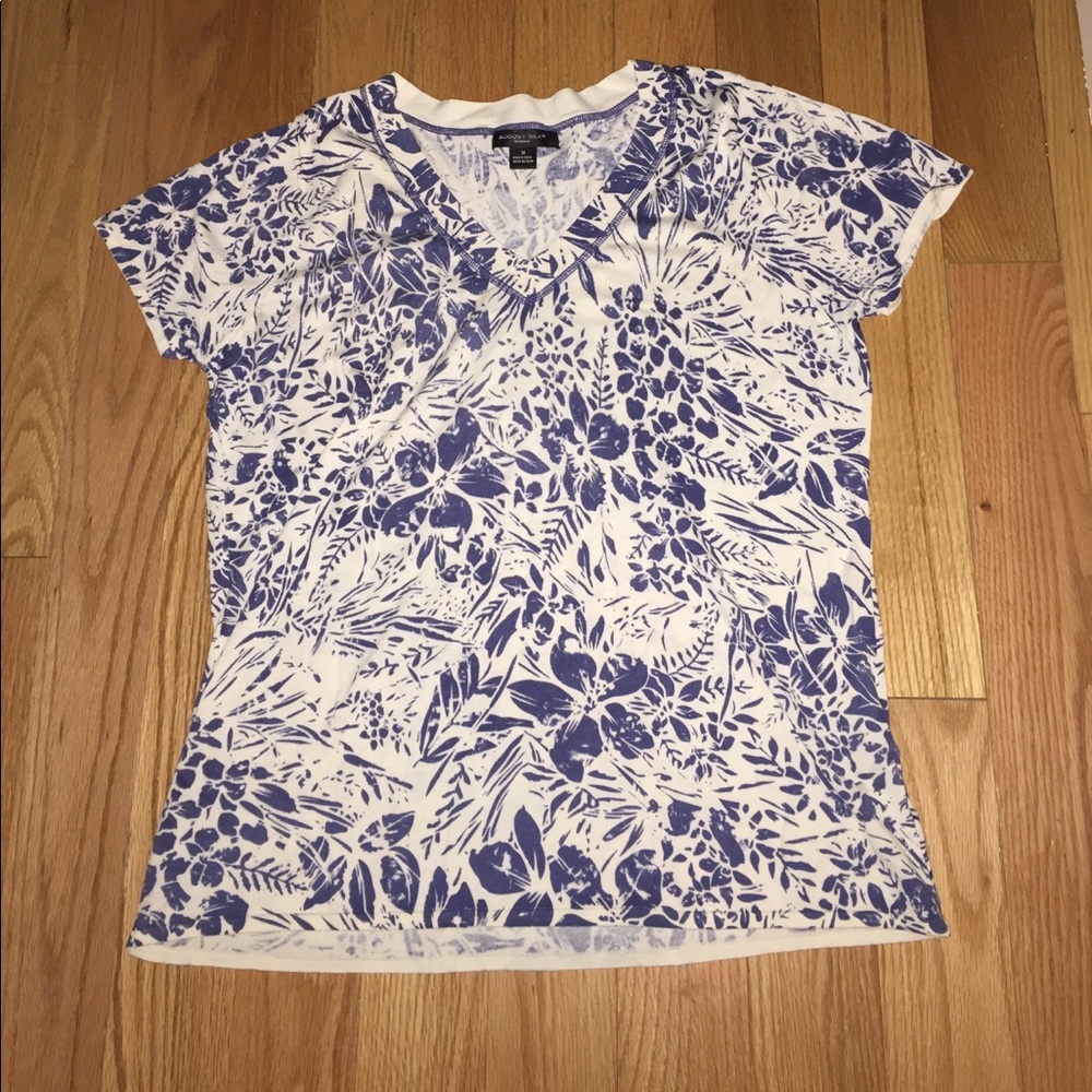 Floral Print Blue and White Shirt