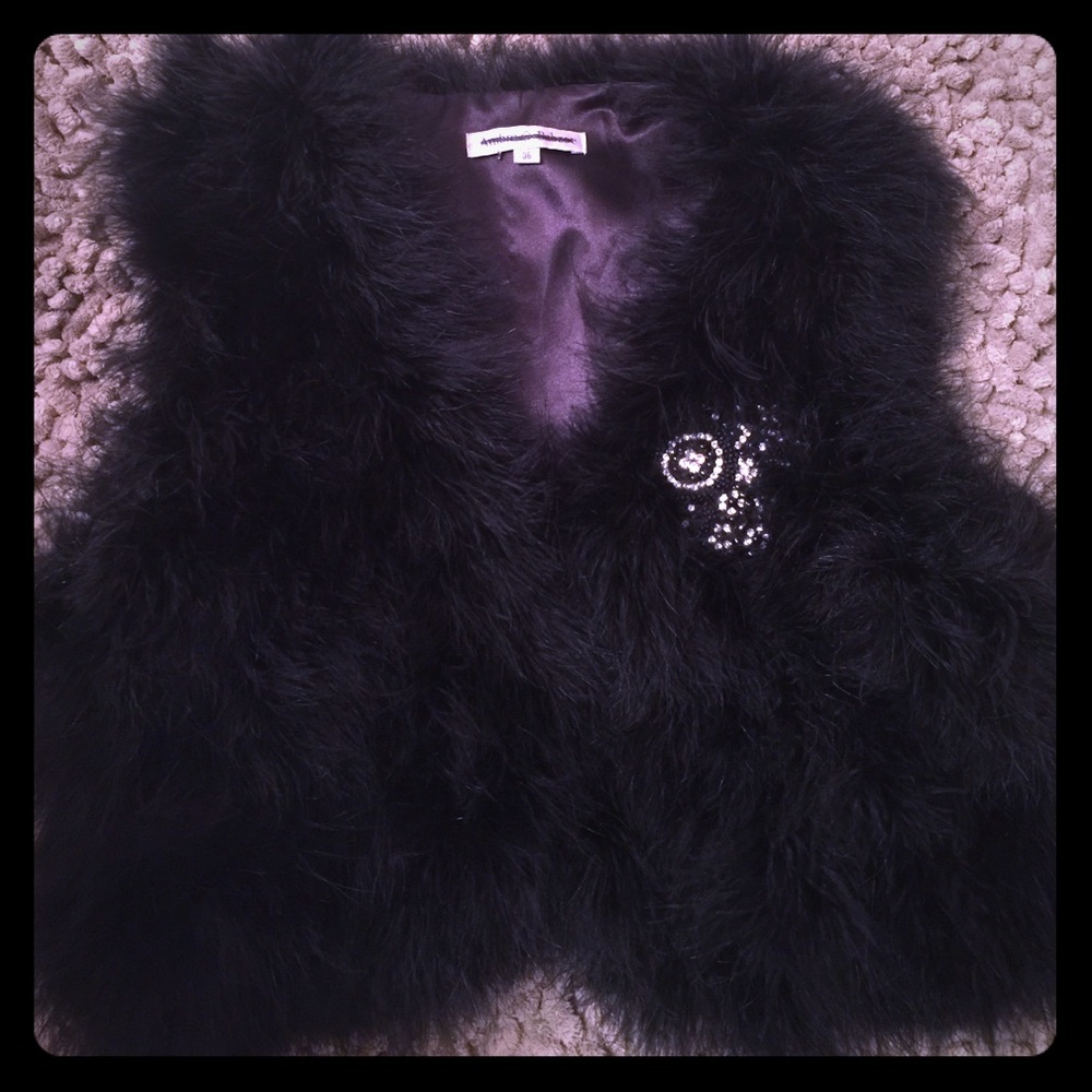 Ambre Babzoe ostrich feather vest Sz 36