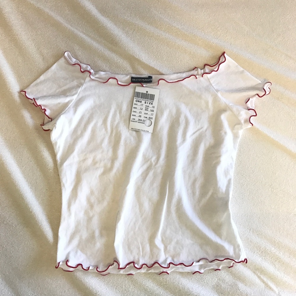 NWT Brandy Melville Red trimmed off the shoulder