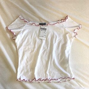 NWT Brandy Melville Red trimmed off the shoulder