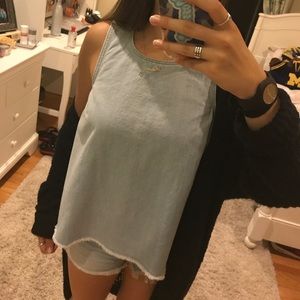 Madewell Frayed Denim Tank Top