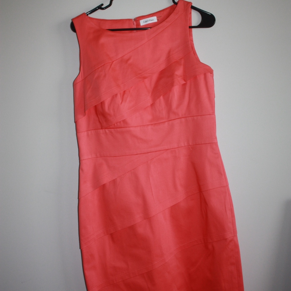 Calvin Klein Peach Layered Sheath Dress