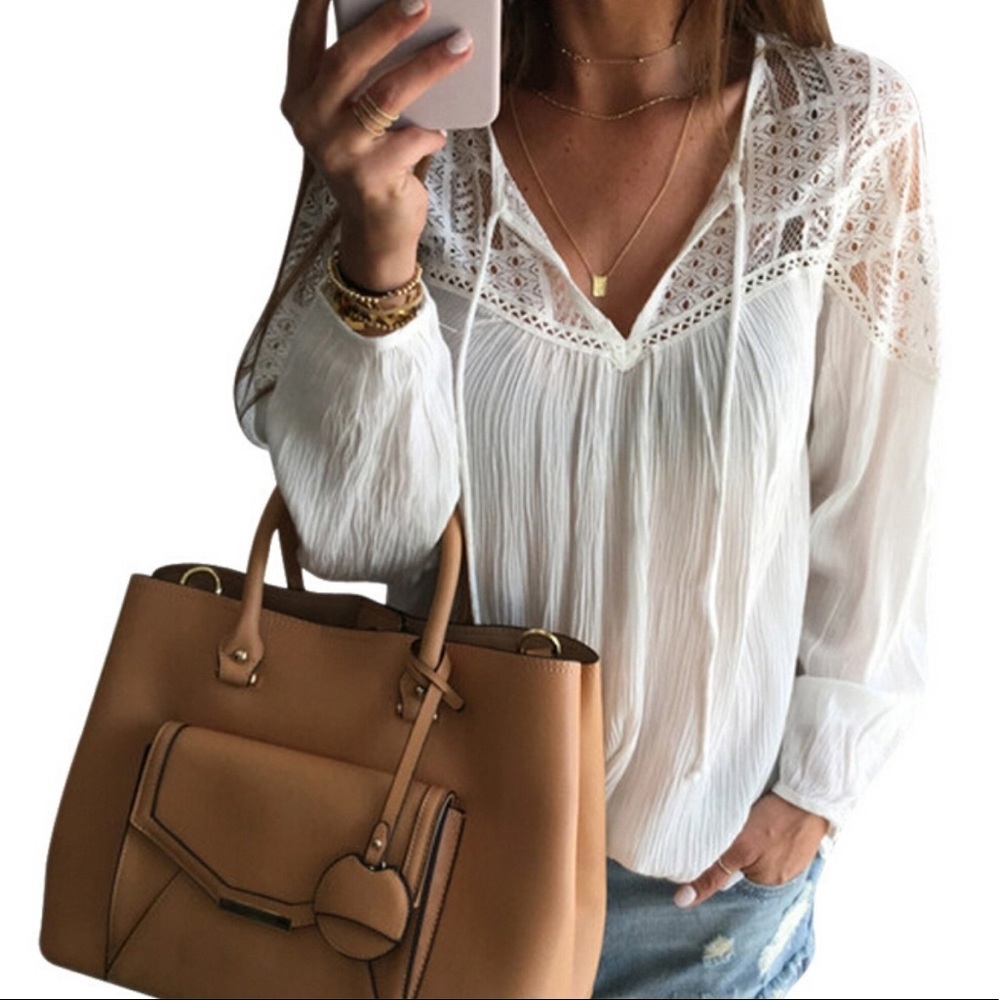 HOST PICK!Casual Loose Lace Sexy V-Neck Summer Top