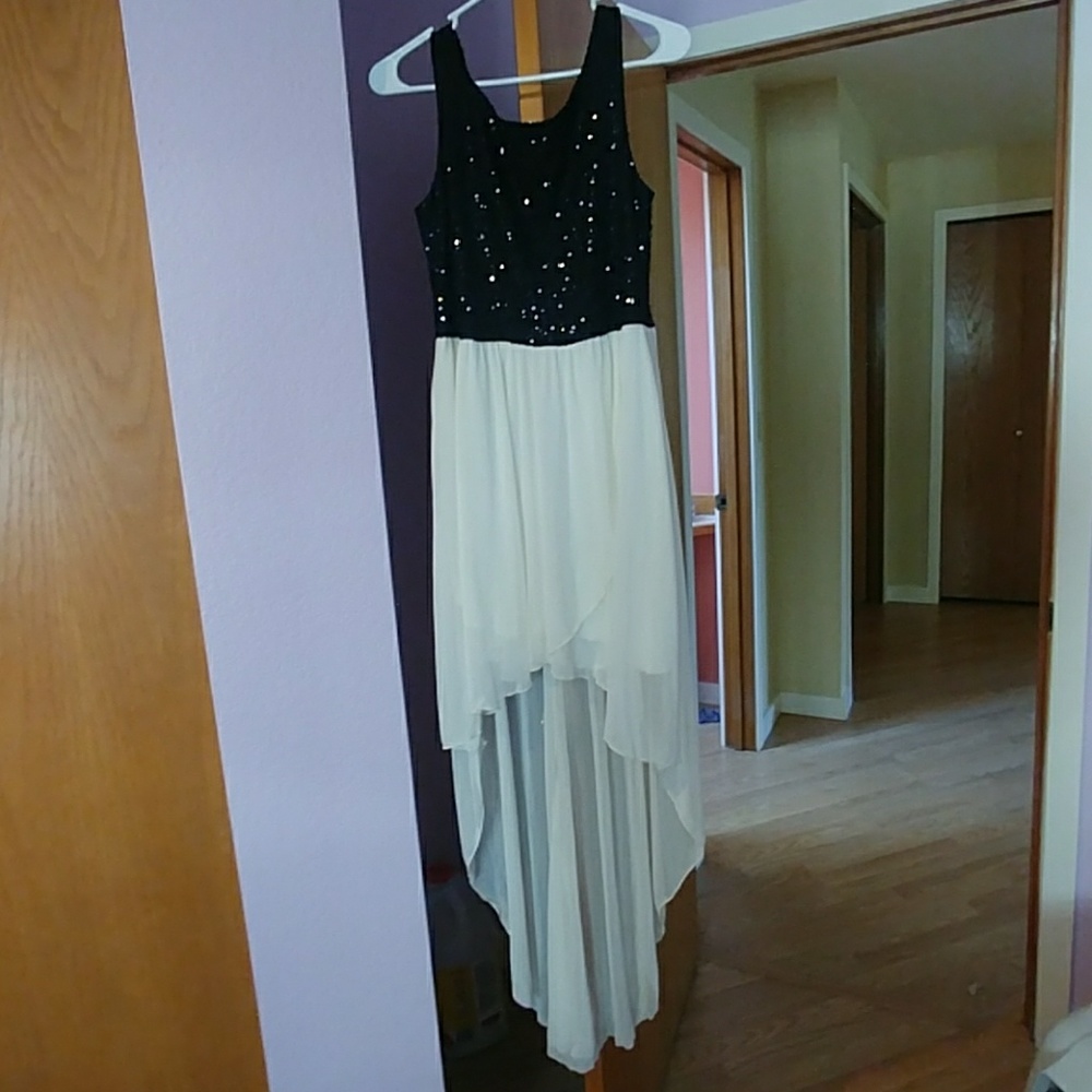 Black highlow formal homecoming dress