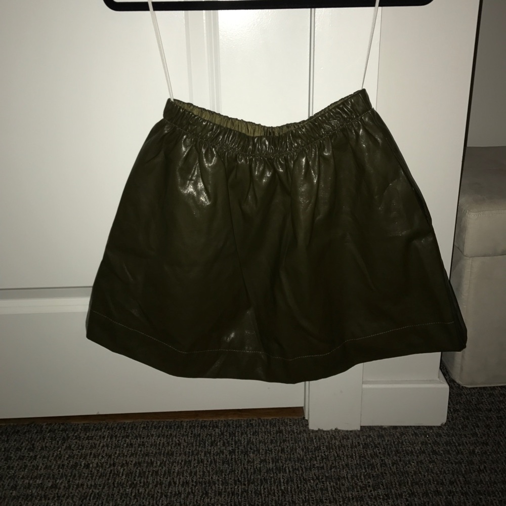 Green faux leather skirt