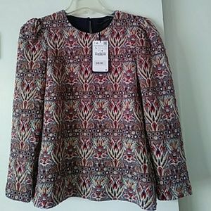 Zara woman shiny jacquard top size L