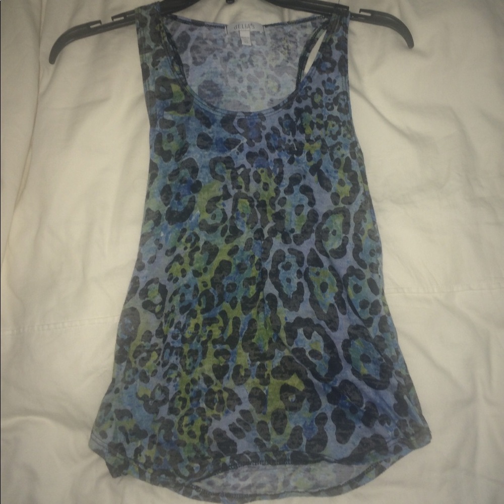 X small delia's blue leopard print tank