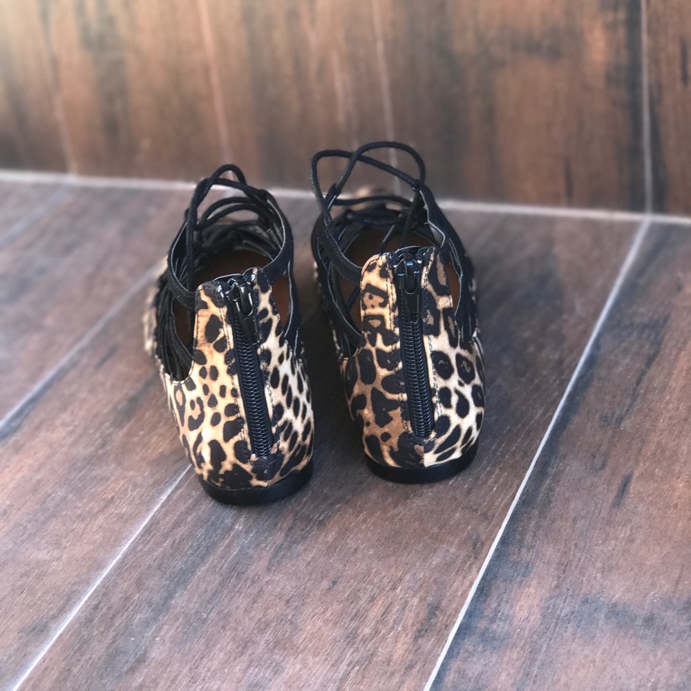 Cheetah Print Lace-up Caged Flats - Picture 5 of 6