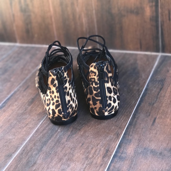 Cheetah Print Lace-up Caged Flats - Picture 5 of 6