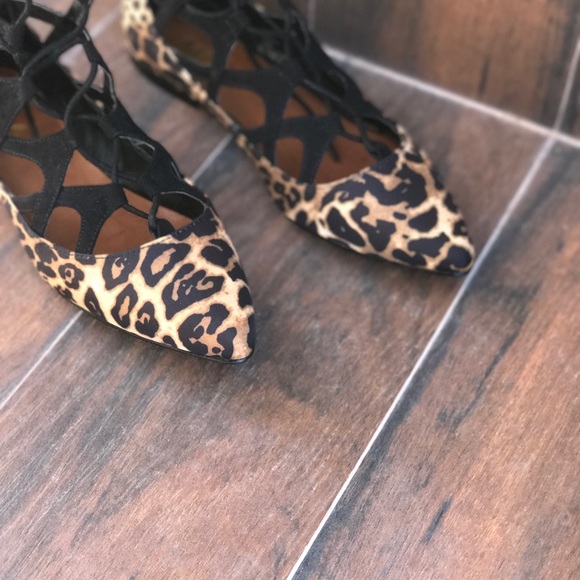 Cheetah Print Lace-up Caged Flats - Picture 6 of 6
