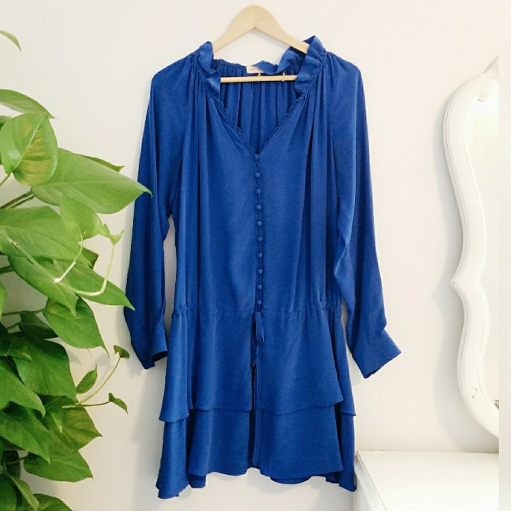 Rebecca Taylor silk, long sleeve, v neck dress