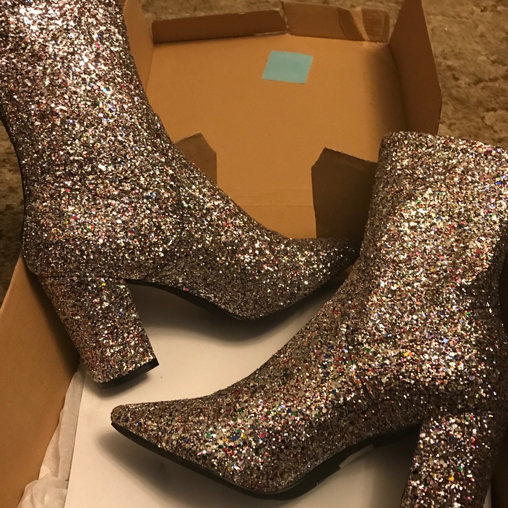 Boohoo Glitter Ankle Boots sz 9us/7uk NIB