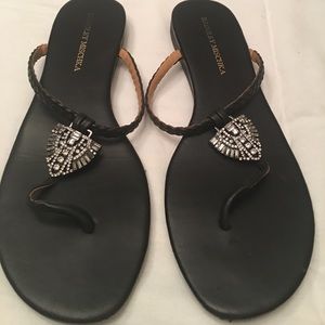 Badgley Mischka Crystal and Braided Leather Sandal