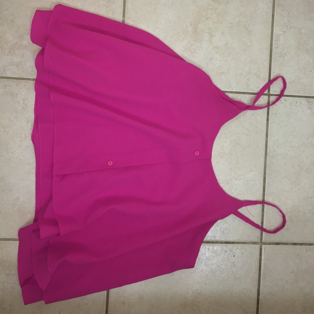 Layered hot pink and flowy tank top