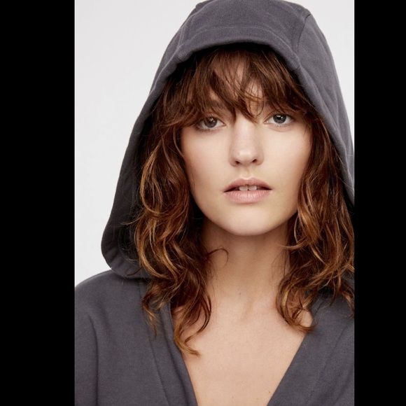 Free People gray Oversized Sweatshirt Hooded S - Picture 4 of 4