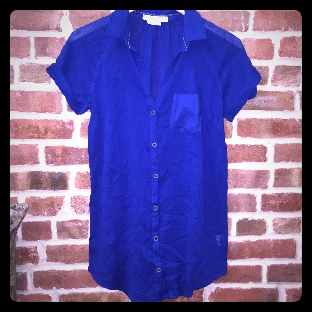 Hei Hei // Anthropologie Bright Cobalt Blue Blouse