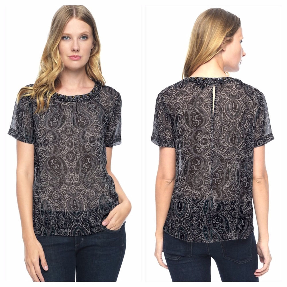 NWT Ella Moss XS sheer silk top