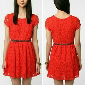 UO coincidence & chance lace fit & flare dress