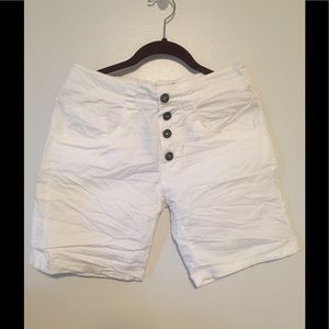 White Cotton Italian button fly shorts Magilfa