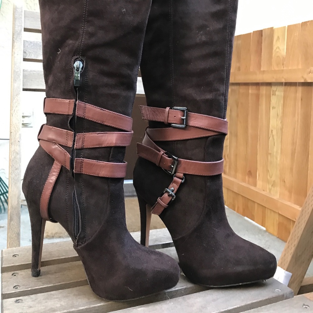 Knee high suede boots