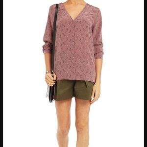 Joie 'Michi' Feather Print Silk Blouse