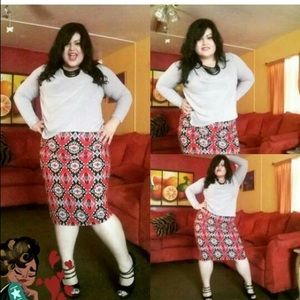 Aztec red print skirt