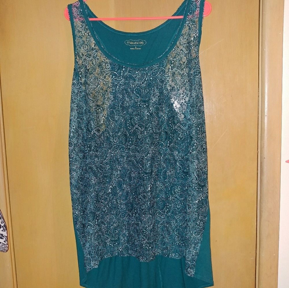 Maurices Green Paisley Lace Racerback Tank