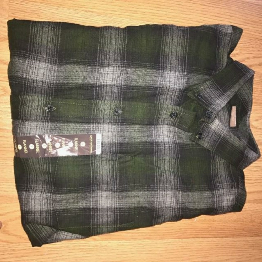 Grey and Forest Green Plaid Shirt