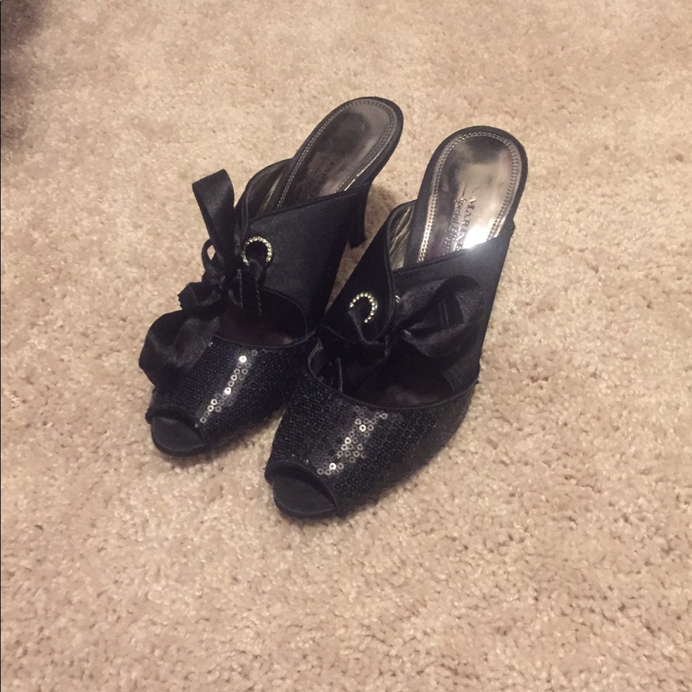Black sequin heels