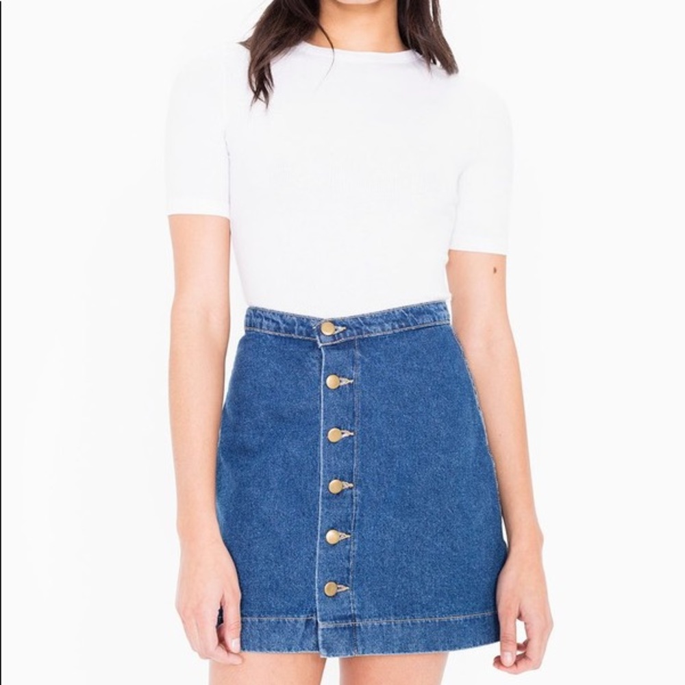 American Apparel Denim Button Front Skirt