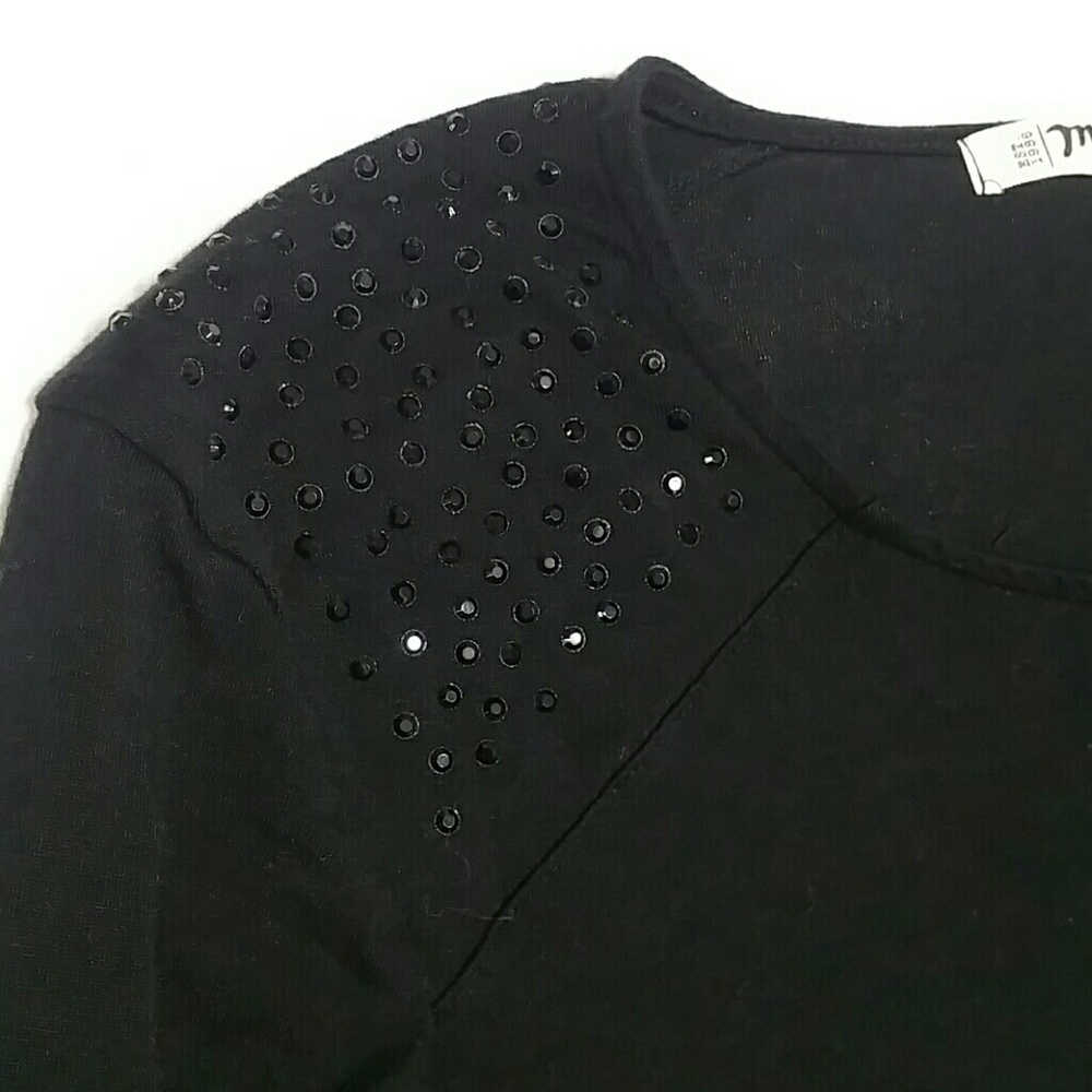 Michael Stars beaded shoulder long sleeve top