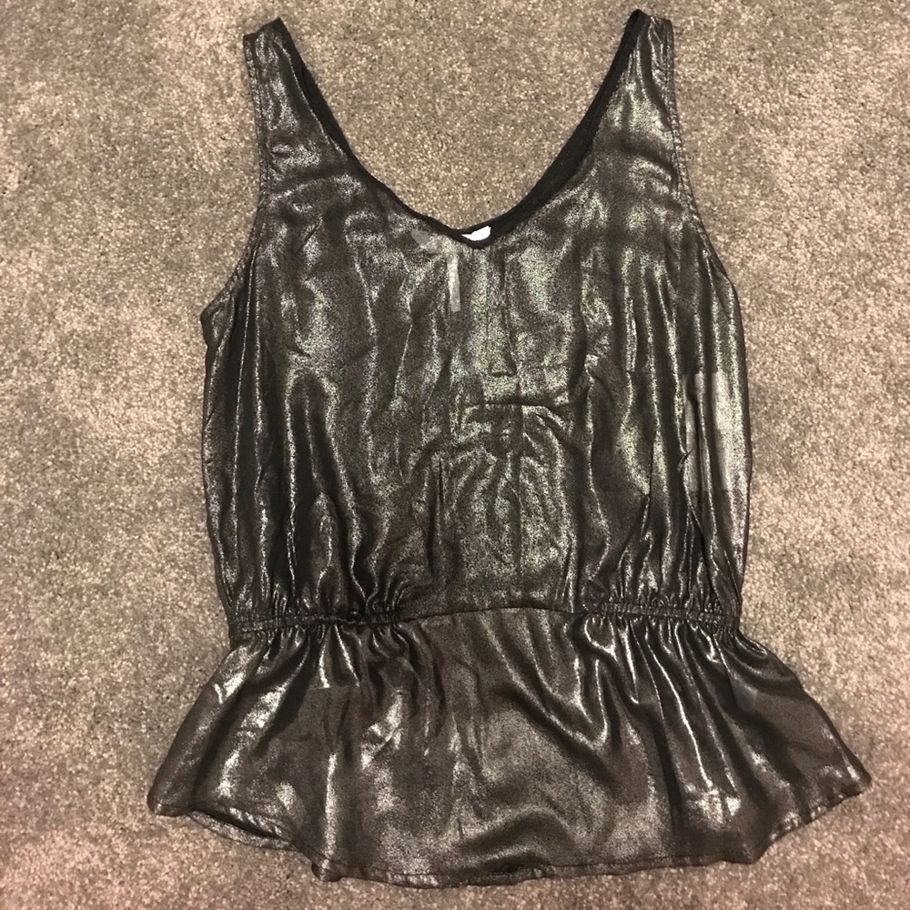 NWT Black shimmery/metallic sheer sleeveless top