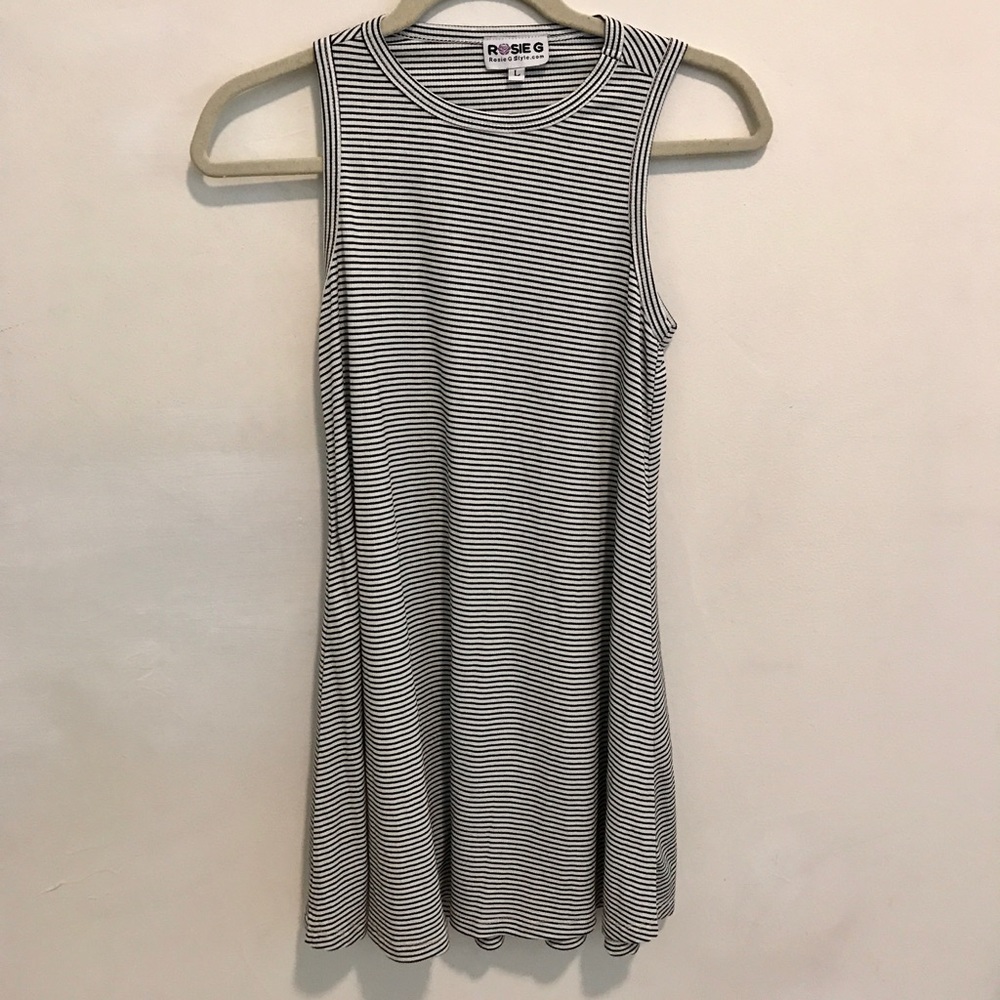 Black and white striped dress