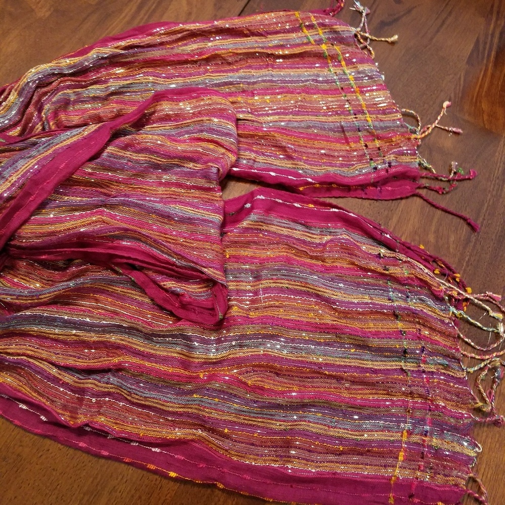 Lightweight long sparkly scarf