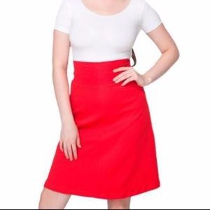 Red American Apparel Interlock High Waist Skirt