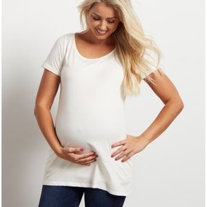 Solid short sleeve maternity top