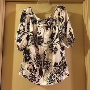 White/Black Silk blouse
