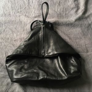 Zara Black Zip Leather Backpack Tote Bag Shopper