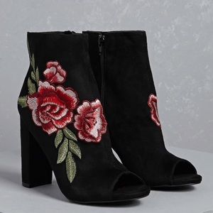 Embroidered floral ankle boots