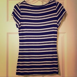 Glowy Navy & White Tee.  EUC