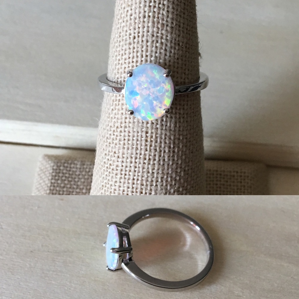 Fire Opal Stone Sterling Silver Ring