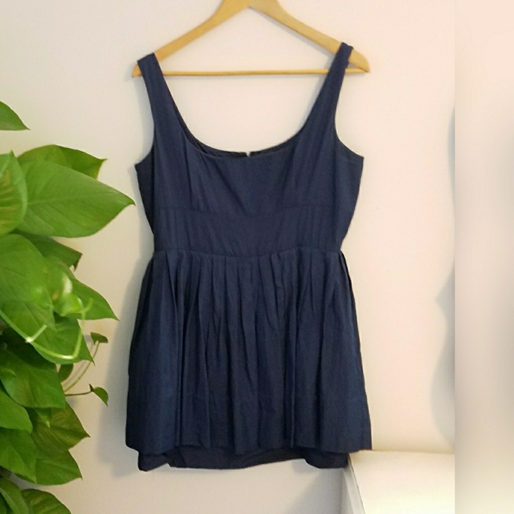 Navy fit and flare scoop neck cocktail dress