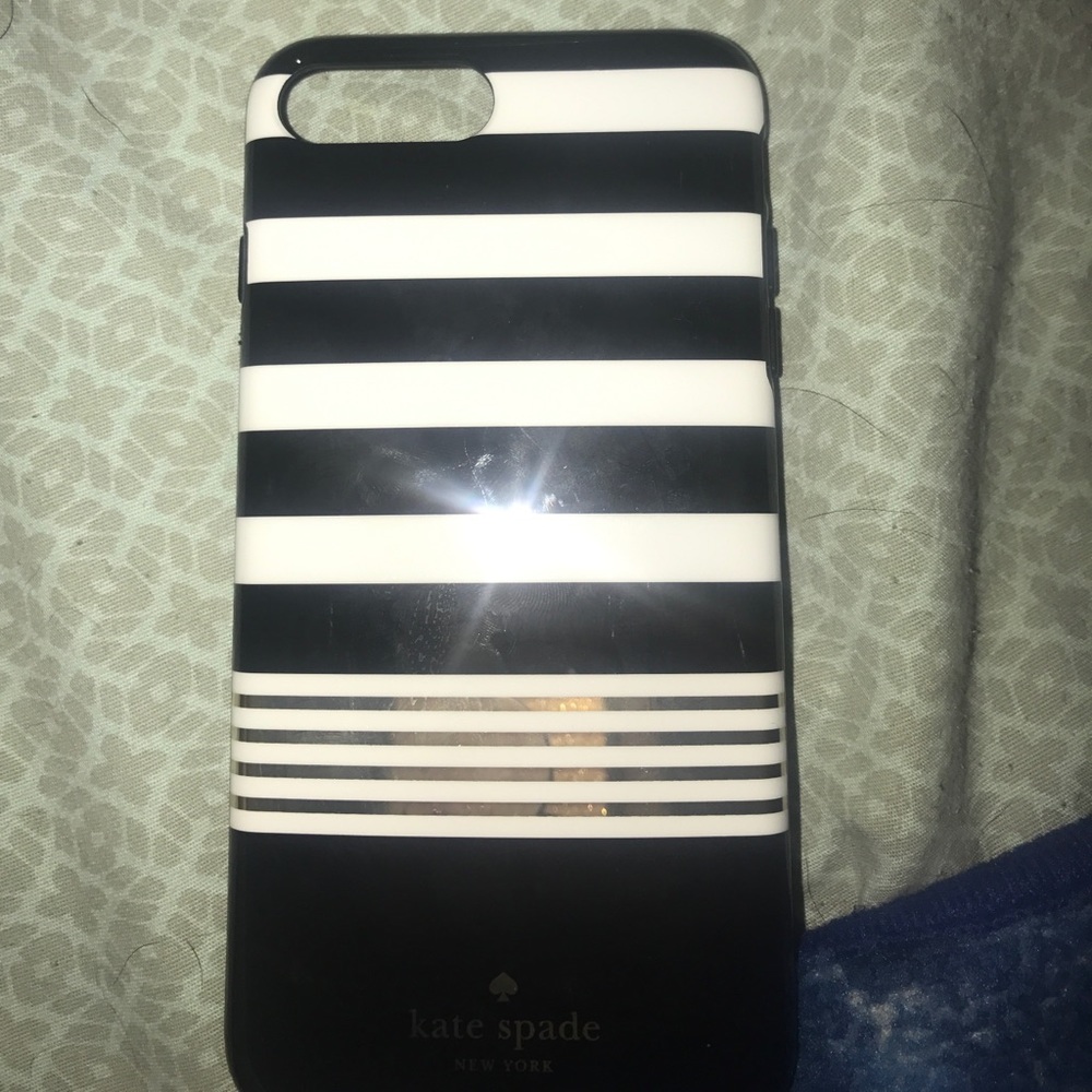 kate spade - White/Gold foil/Stripe 2 black