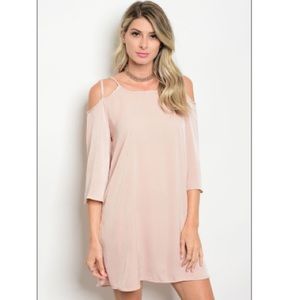 Blush cold shoulder dress