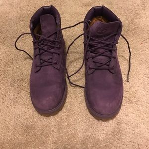 Purple double soul timberland boots