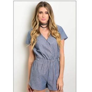 Cute denim romper